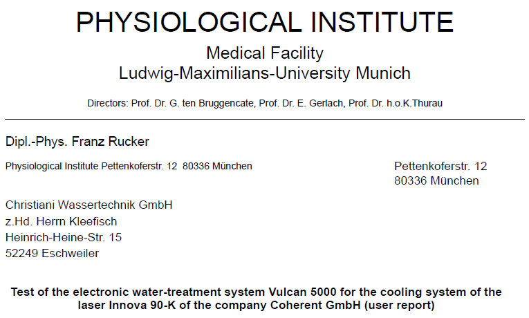 University of Munich electronic hard water descaler 2
